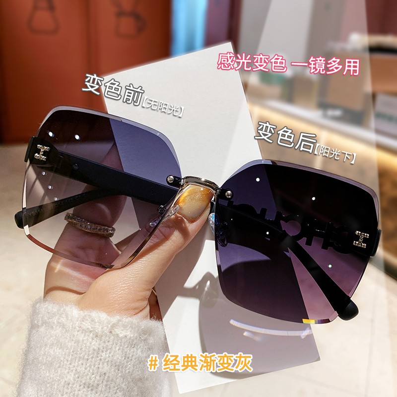 感光变色太阳镜女款2026新款高档墨镜防紫外线时尚防晒遮阳镜夜视商品图