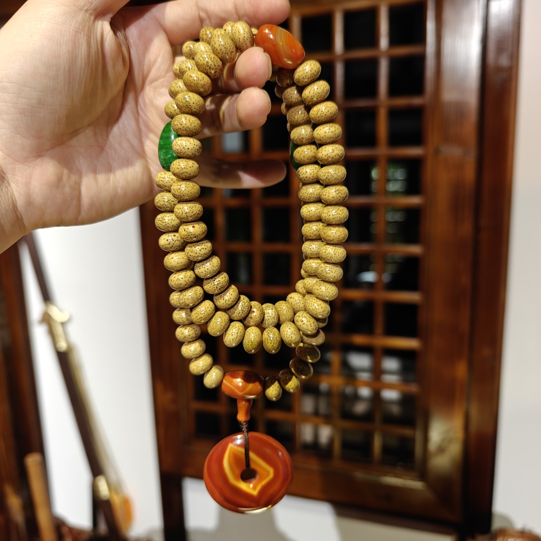 鸡油黄108颗黄金籽13*9星月菩提手串颗文玩手持盘玩老料商品图