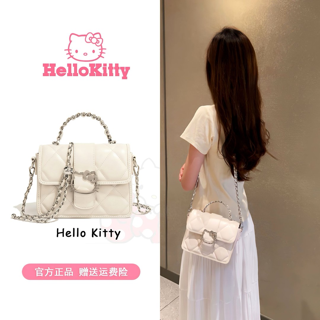 【送小熊挂件】helloKitty正品轻奢时尚百搭单肩斜挎手提小方包麦斯商品图