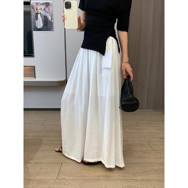 天丝法式小众休闲裤夏季韩系慵懒风宽松女高腰显瘦百搭阔腿裤商品图