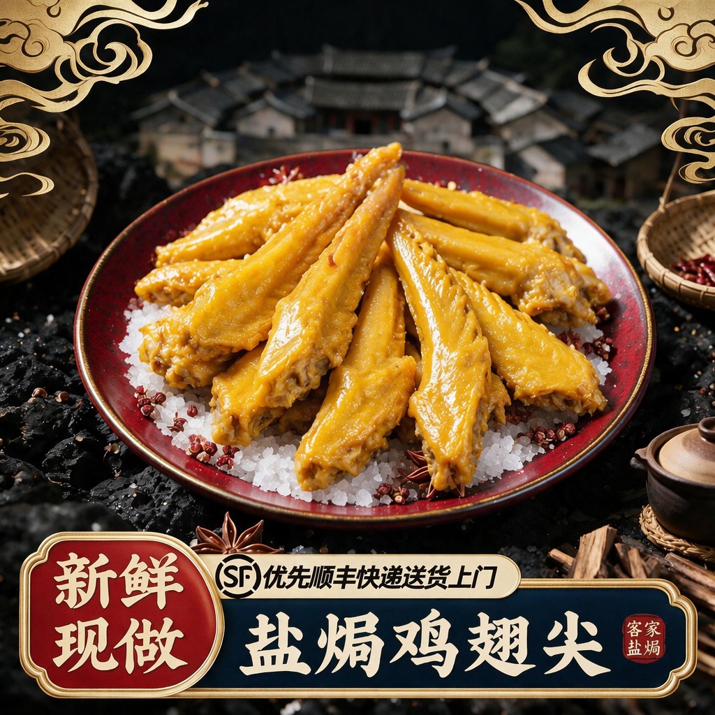 梅州直发（400克鸡翅尖）客家盐焗鸡翅尖开袋即食商品图