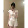 甜美碎花带胸垫睡衣女夏季新款韩版休闲可外穿少女短袖家居服套装商品图