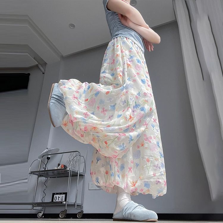 甜美碎花花苞裙裤女2026夏季彩色洋气高腰显瘦宽松薄款蓬蓬阔腿裤商品图
