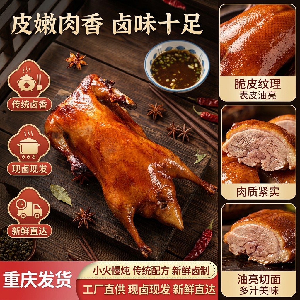 【达人补贴买二送一】重庆荣昌卤鸭即食特色熟食赠秘制辣椒面商品图