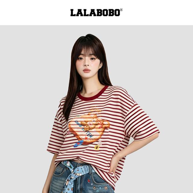 LALA烫钻土司印花小熊T恤LBFC-WSDT71商品图
