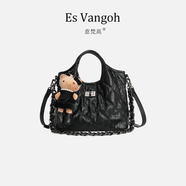 【黑菜篮子】EsVangoh/意梵高 2026新款时尚黑金菱格手提包CX商品图