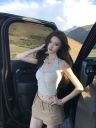 条纹扭结挂脖吊带背心女夏季纯欲辣妹修身显瘦上衣搭配高腰裙裤子商品图