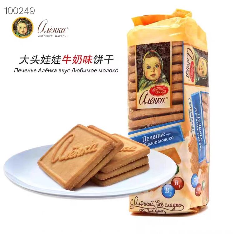 （5包）俄罗斯爱莲巧娃娃头牛奶味饼干190g商品图