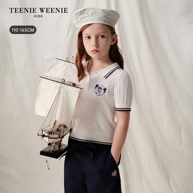 TeenieWeenieKids26年夏款女童学院风POLO领针织短袖TKKW266546B商品图
