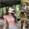 2026夏季新款纯欲风小飞袖U领短袖T恤女修身显瘦漂亮出片上衣1251商品图
