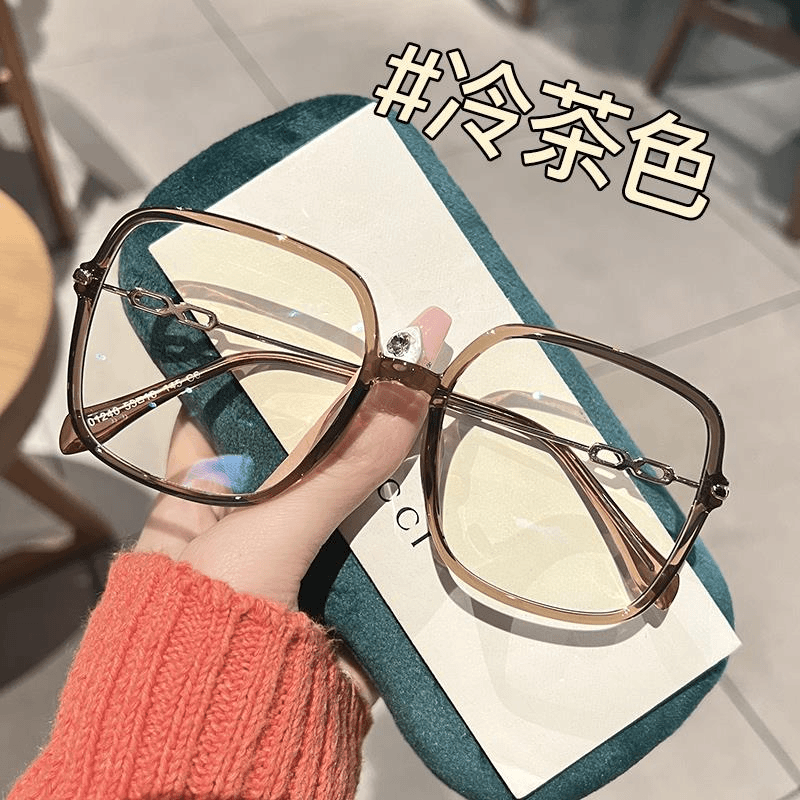 冷茶色近视眼镜女可配度数超轻大方框大脸显瘦素颜防蓝光眼睛框架商品图