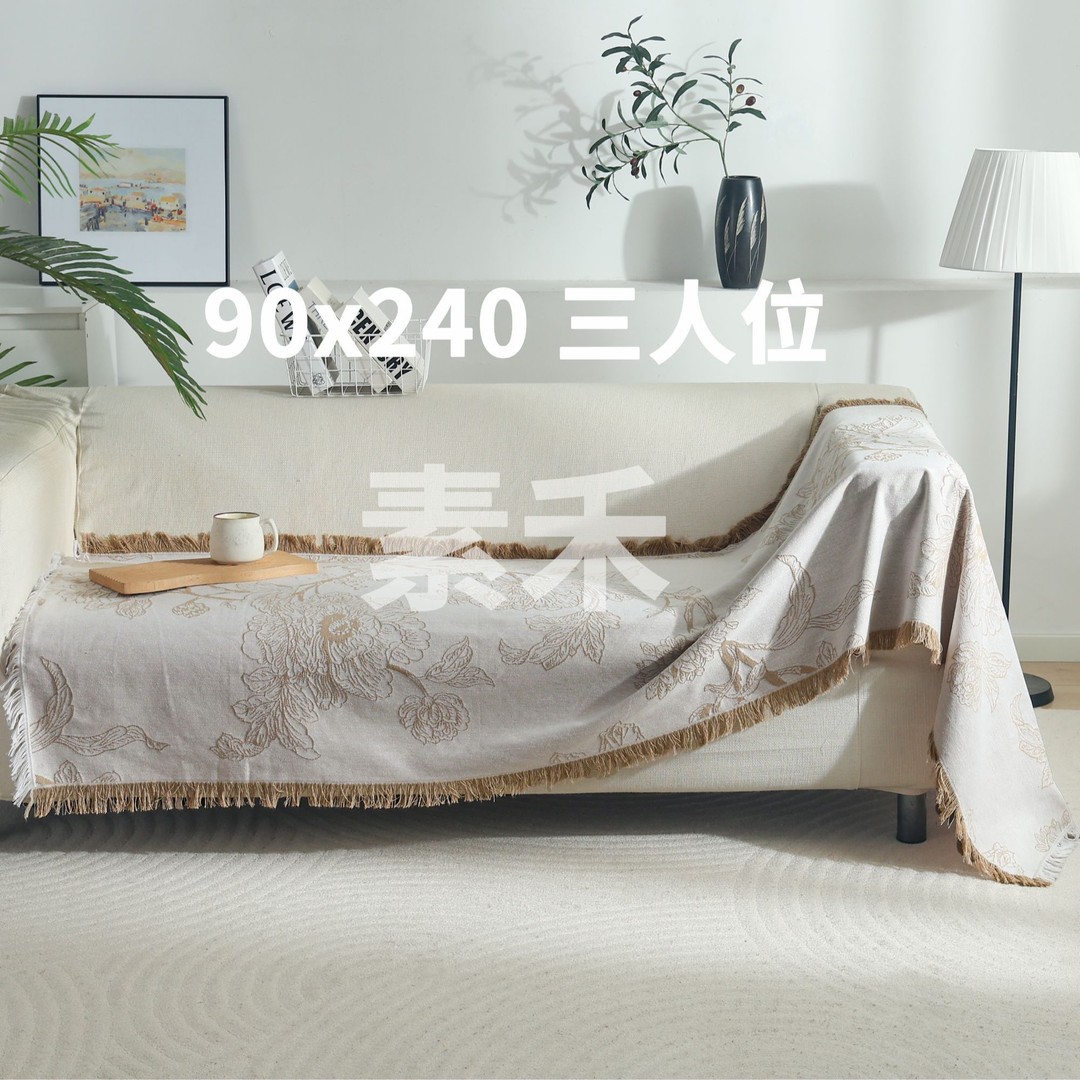清爽雨露麻90*240沙发巾三人加厚加密提花简约透气四季防滑防猫商品图