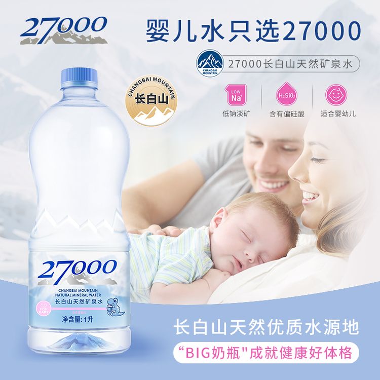 【送货上门】27000天然矿泉水长白山低钠婴儿水同款母婴水1L*12瓶商品图