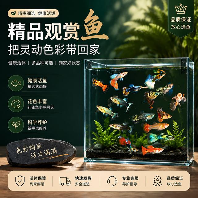 【孔雀组合】孔雀鱼凤尾鱼小型观赏小鱼好养耐活热带淡水小鱼杂袍练商品图