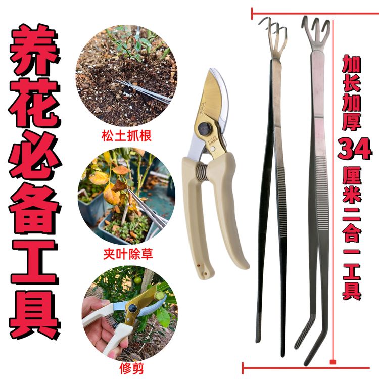 园艺镊子植物夹子加厚镊子带刨子镊子加长加厚多肉镊子加长镊子商品图