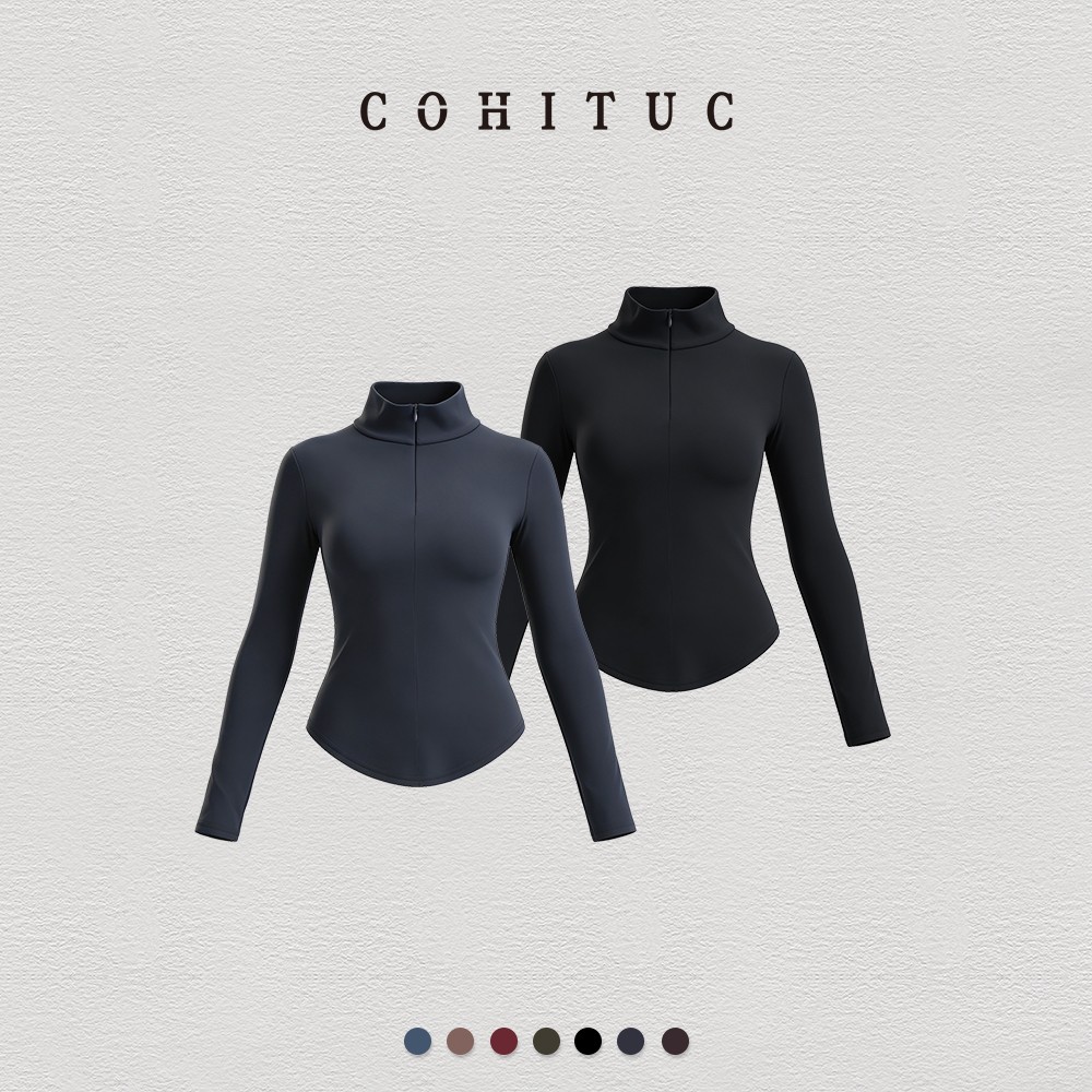 【直播间】COHITUC/科途半拉链瑜伽服女显瘦立领运动健身上衣1546商品图