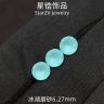 钛合金耳饰 蓝色女款钛合金锆石耳饰F136内螺纹腕托0.9牙口单钻头商品图