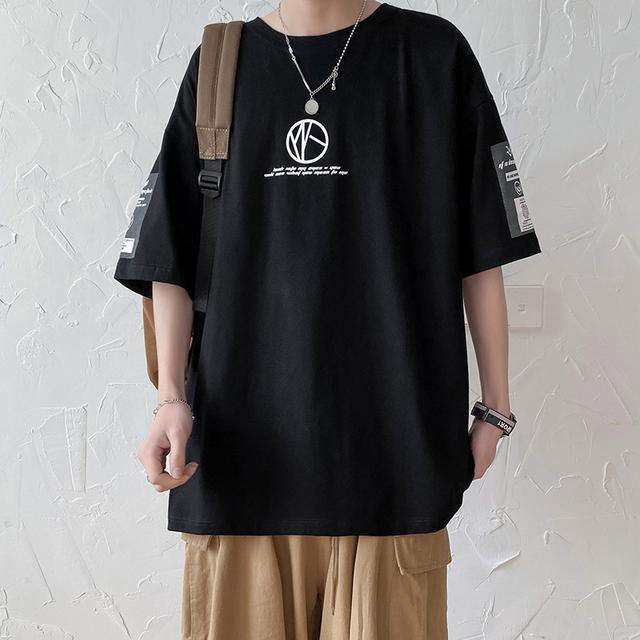 新款港风ins短袖t恤男士夏季薄款宽松百搭衣服体恤衫韩版潮牌上衣商品图