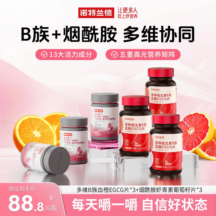 【粉丝专属】诺特兰德 女士复合多种维生素B族EGCG片烟酰胺葡萄籽商品图