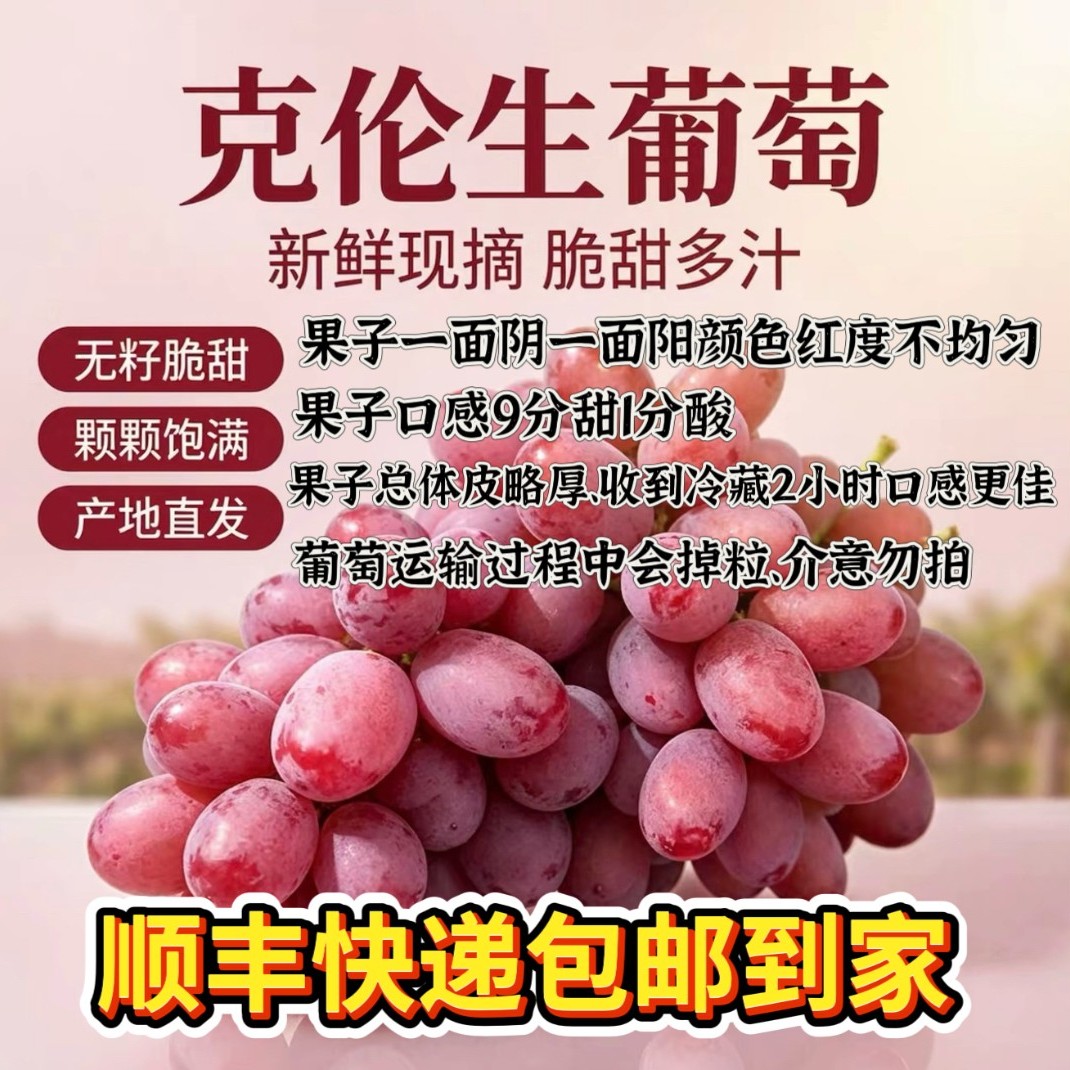顺丰快递【小黄夫妇推荐】四川葡萄克伦生脆甜3/5斤装商品图