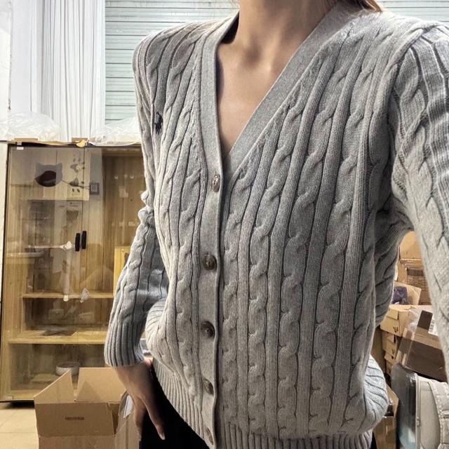 未使用 Ralph Lauren/拉夫劳伦 粗绞花全棉V领长袖大童针织衫开衫商品图