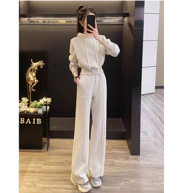 4012小个子定制时尚运动套装女春款设计感卫衣微裤裤两件套长袖商品图