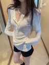 美式设计感纽扣半开领长袖T恤女夏季薄款罩衫正肩辣妹内搭上衣商品图