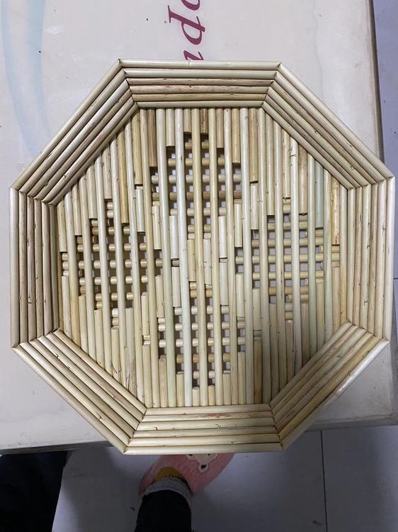 山东纯手工制作高粱杆镂空八角盘馒头筐商品图