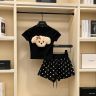 女童套装夏装2026韩版新款儿童洋气立体卡通短袖波点小短裤两件套商品图