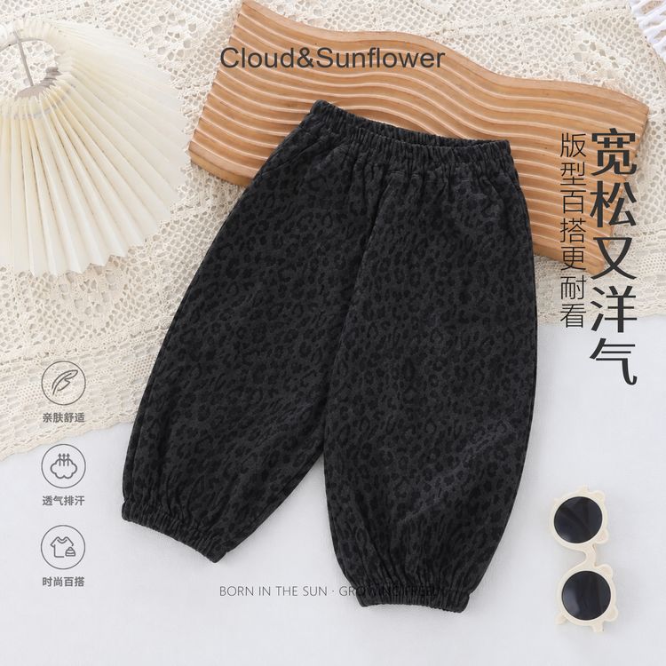 【云朵小葵】女童秋季新款洋气百搭豹纹宽松束脚裤993529商品图