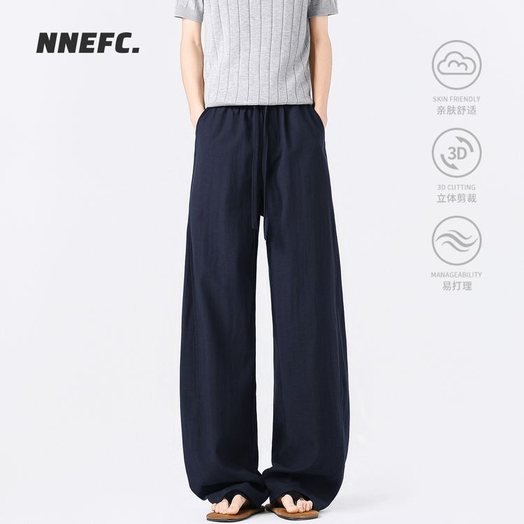NNEFC【莱赛尔天丝亚麻】休闲裤男女同款秋季老钱风宽松百搭弯刀裤商品图