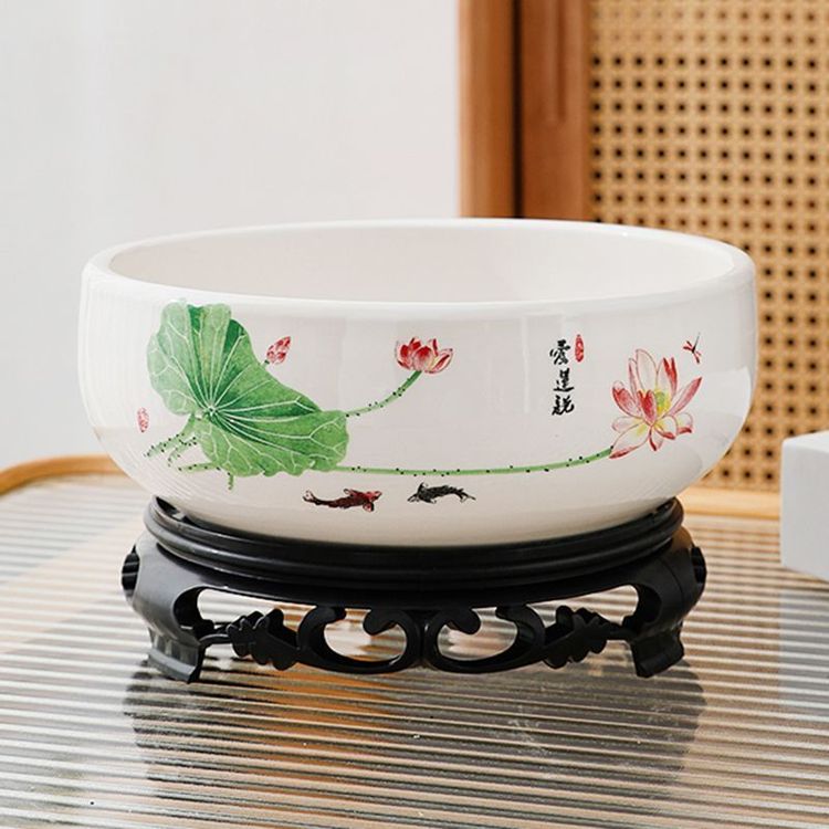 水培花盆陶瓷大号铜钱草睡莲一叶莲碗莲金钱草专用盆无孔水仙花盆商品图
