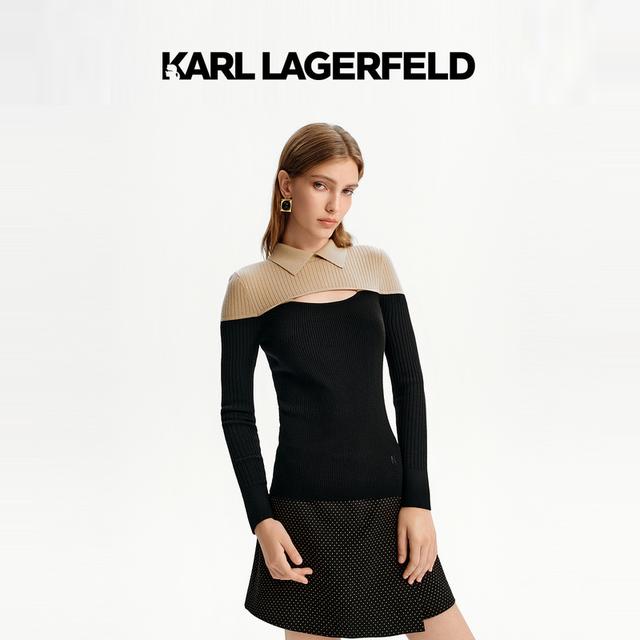 【大可专属】KARL LAGERFELD冬季新款拼接套头衫246L2052商品图