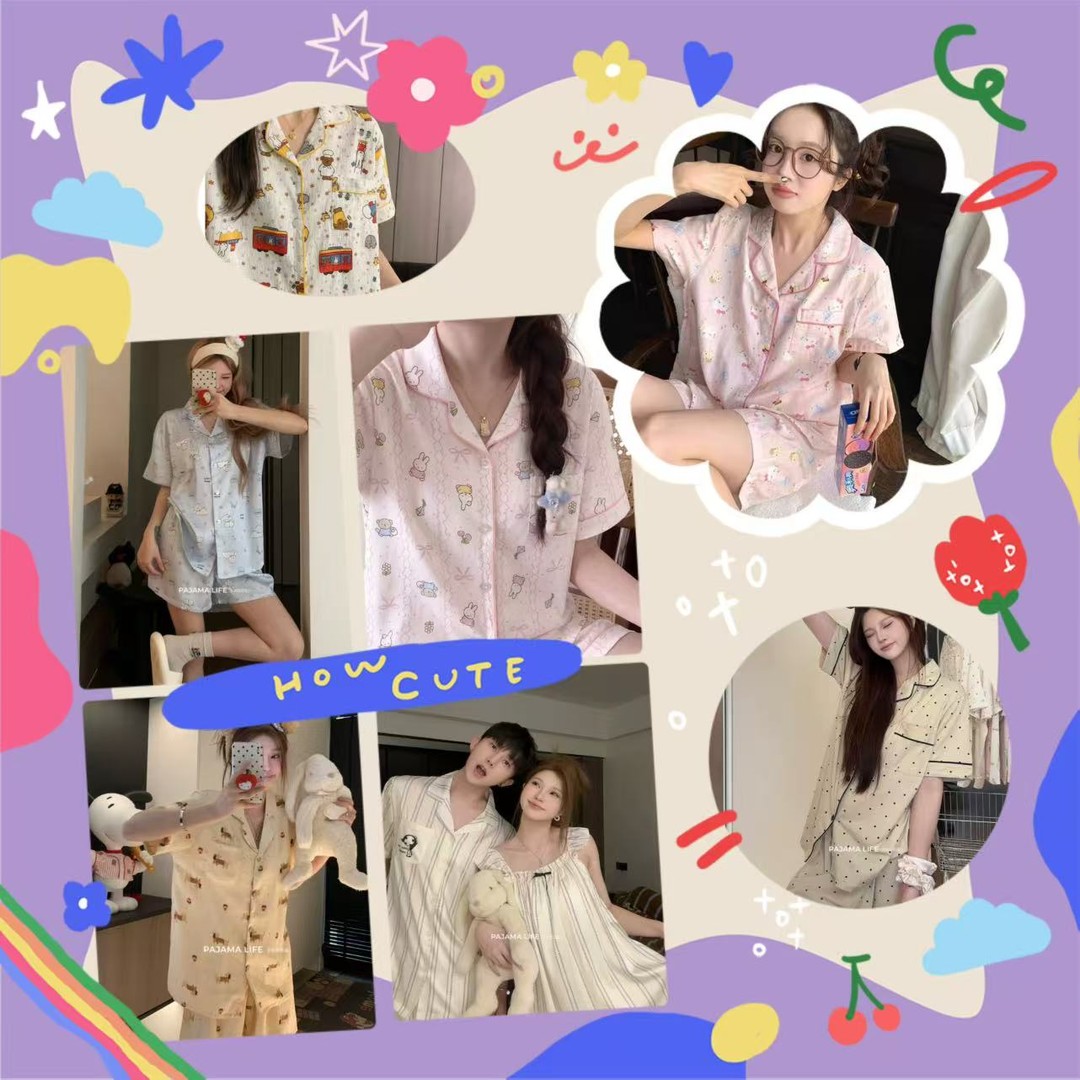 【云朵棉纱两件套】短袖短裤套装可爱春夏新款睡衣外穿家居服商品图