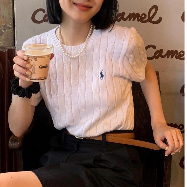 未使用 Ralph Lauren/拉夫劳伦  纯色圆领刺绣短袖针织衫 女款商品图