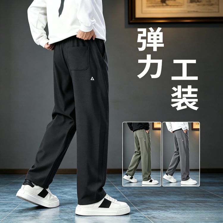 【崔万志严选】秋冬新款户外软壳工装男女同款百搭宽松直筒休闲长裤商品图