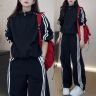 时尚撞色运动风套装女2026春秋新款短款工装外套高腰阔腿裤两件套商品图