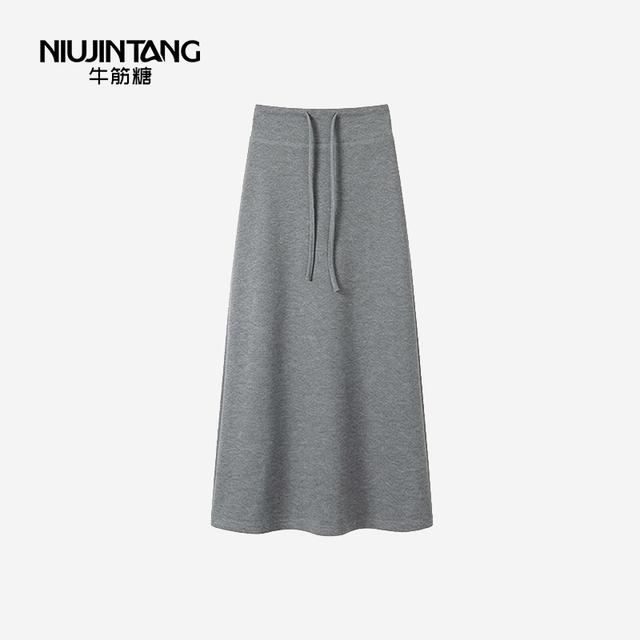 【牛筋糖】26年秋季显瘦轻薄百搭气质纯色高腰奶皮裙女肯豆风半身裙商品图