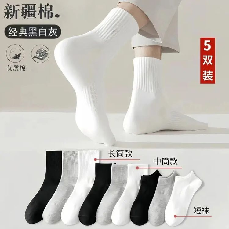 【十双装运动袜】四季袜男女短中长筒纯色棉袜吸汗运动篮球潜水袜商品图