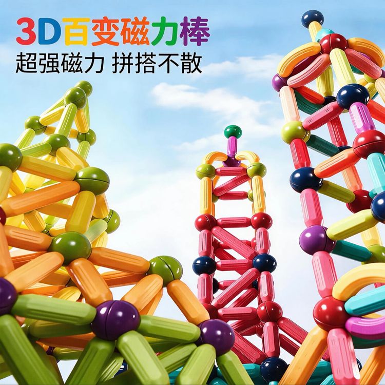 百变磁力棒片宝宝磁铁儿童玩具益智拼搭吸附积木强力ABS磁力礼物商品图