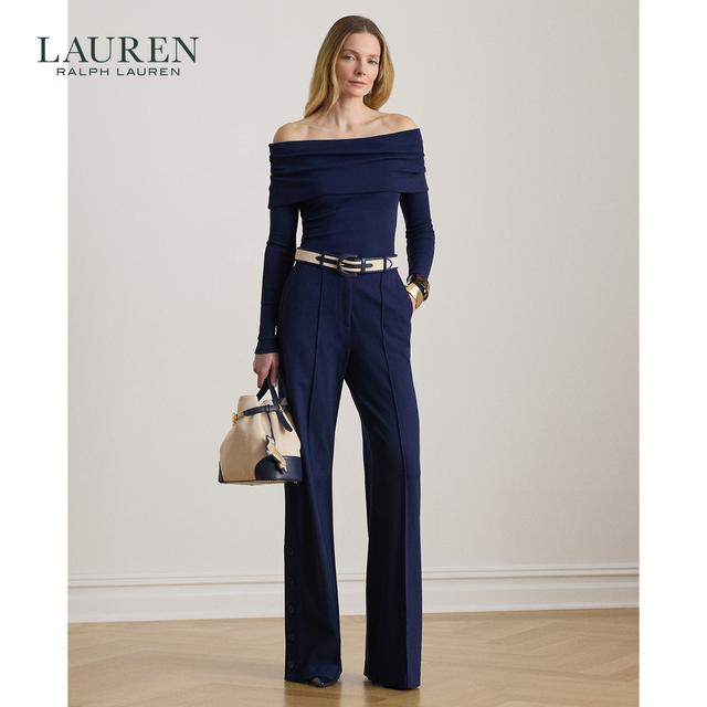 Lauren/拉夫劳伦女装 26年春季纽扣饰边罗马布阔腿裤RL63053商品图