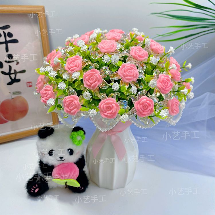 【七夕福利】一次买2单送剪刀星辰大玫瑰花材料包 手工diy摆件商品图