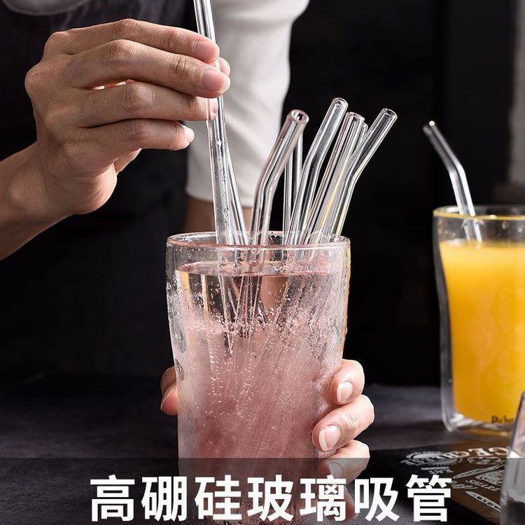 （送吸管刷）玻璃吸管耐热防口红透明成人孕妇环保非一次性直吸管商品图