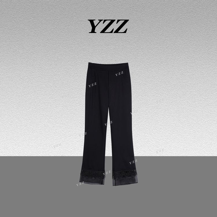YZZ 夏季新款抗皱百搭显瘦蕾丝拼接高腰微喇休闲女裤 Y621C013商品图