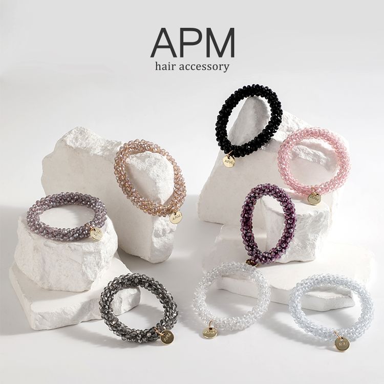 APM水晶发圈时尚个性扎头高弹力发绳潮酷高级百搭甜美马尾发饰商品图