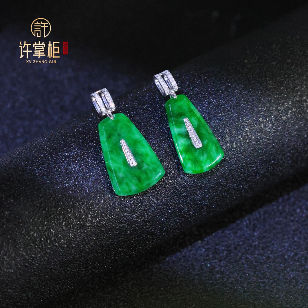 许掌柜｜18K金翡翠吊坠天然缅甸翡翠A货福贝方扣单个多样性随机发商品图