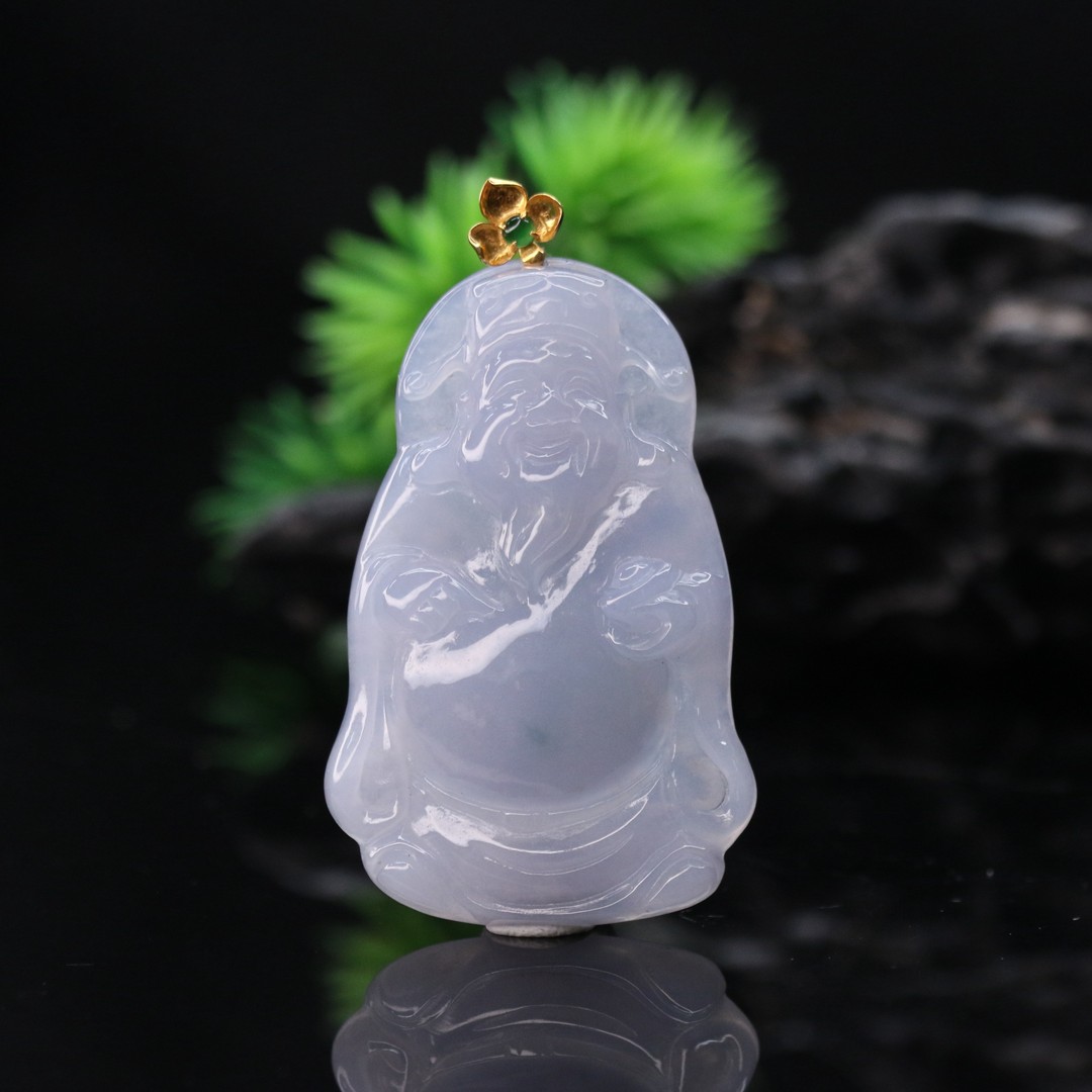 FC24天然缅甸翡翠A货18k财神吊坠/500691/保利厦门拍卖商品图