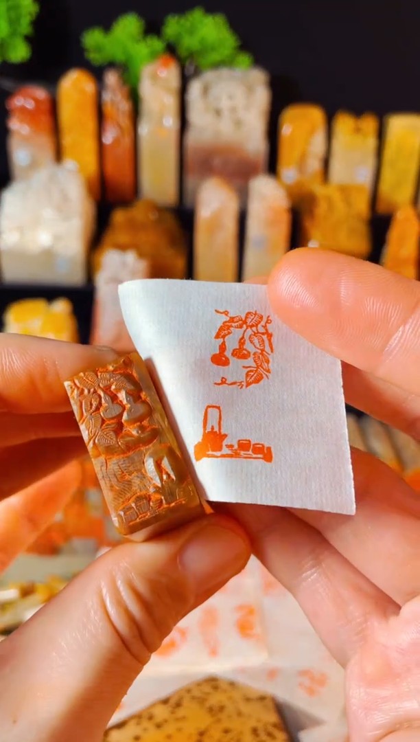 【闪购商品】浙江红石印石手工篆刻《禅茶一味》1.5*3商品图