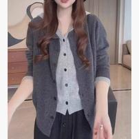 大码连帽假两件卫衣打底衫女秋季胖M显瘦宽松慵懒风长袖开衫上衣商品图