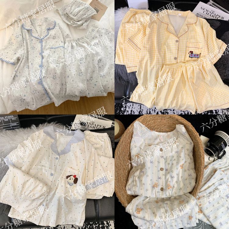 【三件套系列】云朵纱夏季短袖卡通睡衣少女家居服夏天套装商品图
